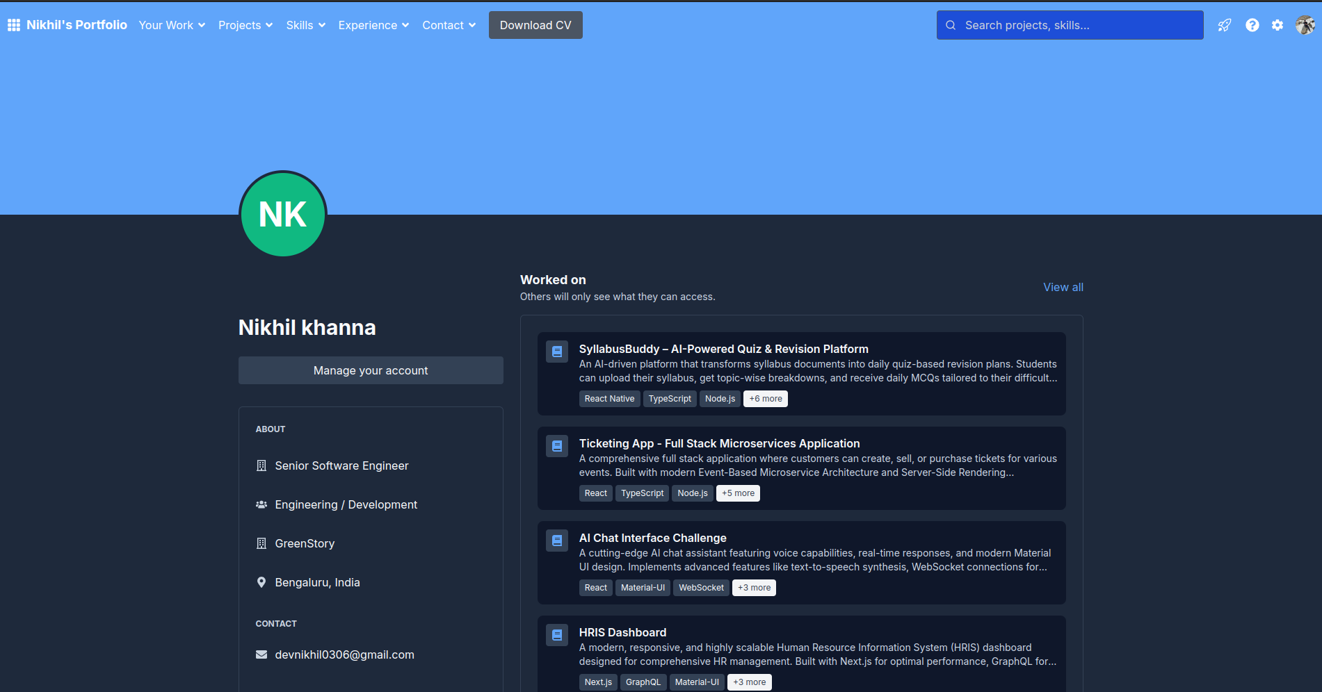 Jira resume / Taskfolio